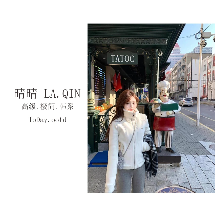 LA.QIN-【私服外套】冬季加绒加厚韩系羊羔绒韩系款型立领外套4770