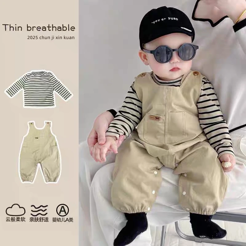 【T恤+背带裤套装】韩版春秋装婴幼儿衣服两件外出服新生儿男女宝宝
