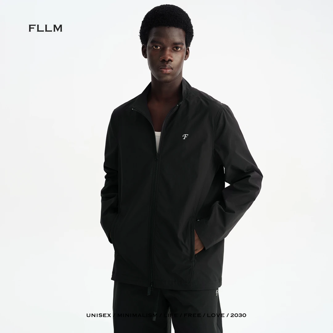 FLLM 黑色春夏新款户外运动休闲薄款百搭立领夹克外套