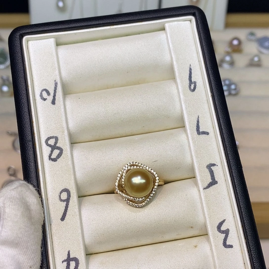 戒指银S925镶嵌海水珍珠