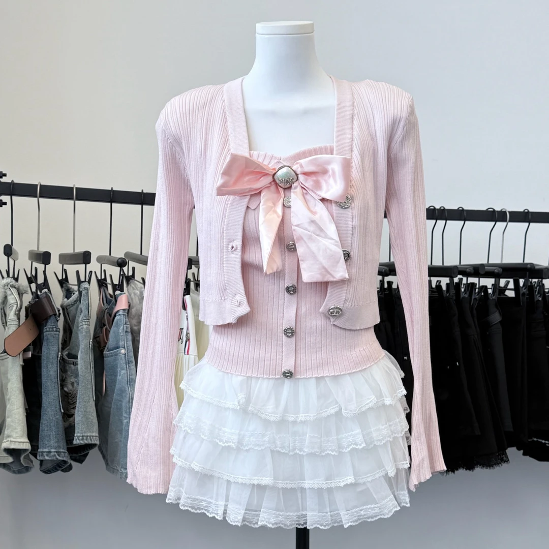 Umi周周女装合集店新款 蝴蝶结两件套上衣