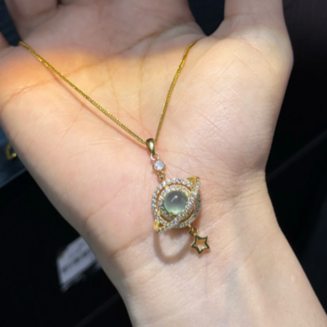 新品925银翡翠项链