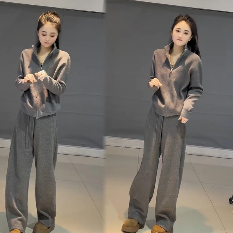 2025秋冬新款时尚显瘦气质网红高档套装女高级百搭宽松大码三件套