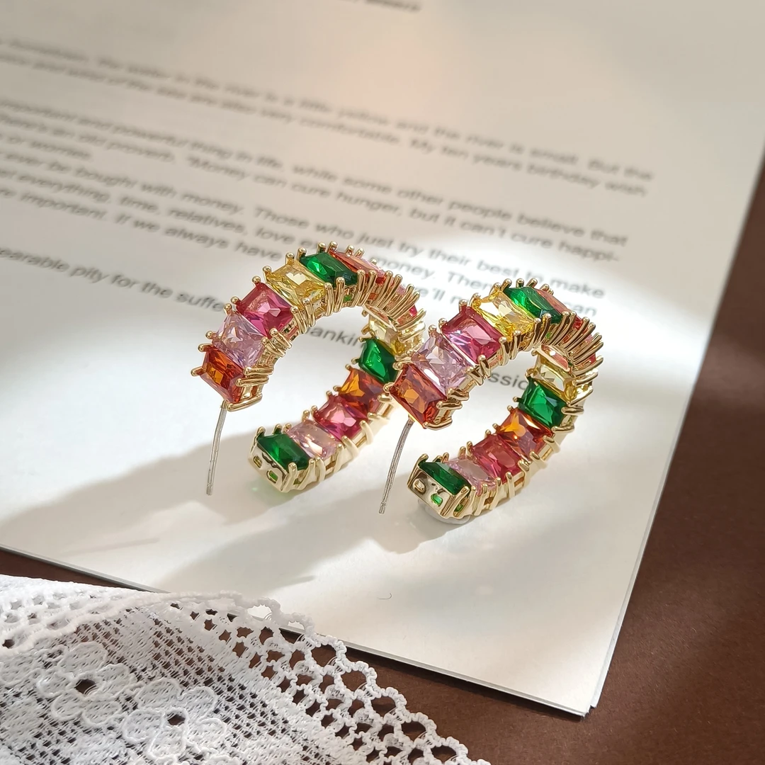 铜合金合成锆石耳饰 WYSX-002251【青禾拾光】耳环时尚欧美