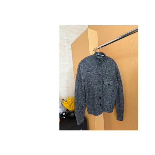 金酉钱 杂灰色厚毛衣开衫