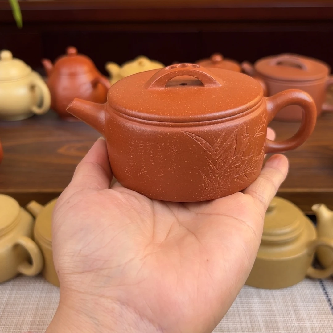 茶壶紫砂红降坡汉瓦半手150cc