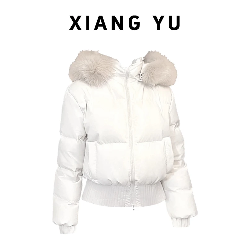 韩系毛领连帽加厚保暖外套女秋冬季2025新款小个子显瘦棉衣棉服