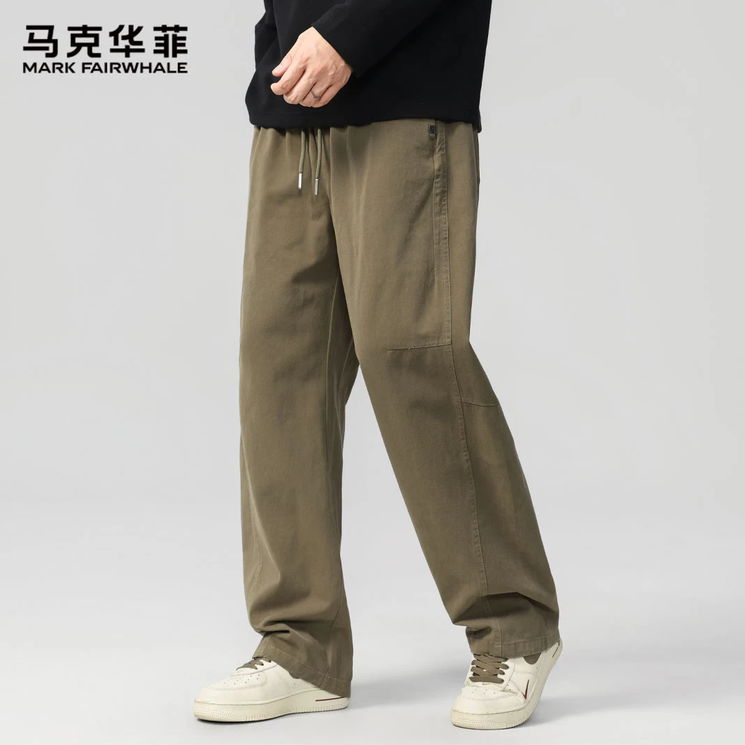 马克华菲秋季新款简约风工装裤时尚潮流男纯色宽松阔腿休闲裤