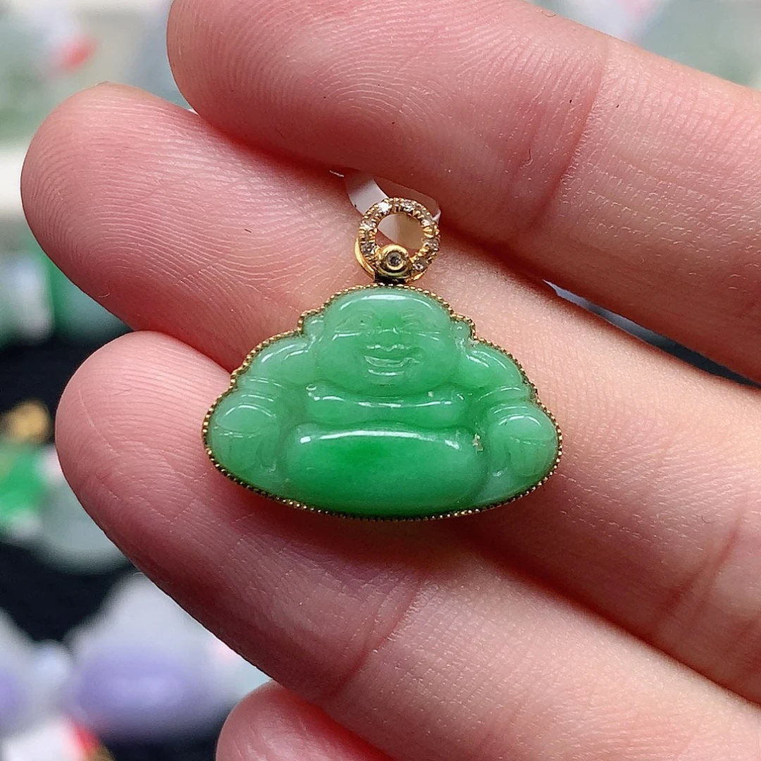 颈饰18K金镶嵌翡翠翡翠吊坠