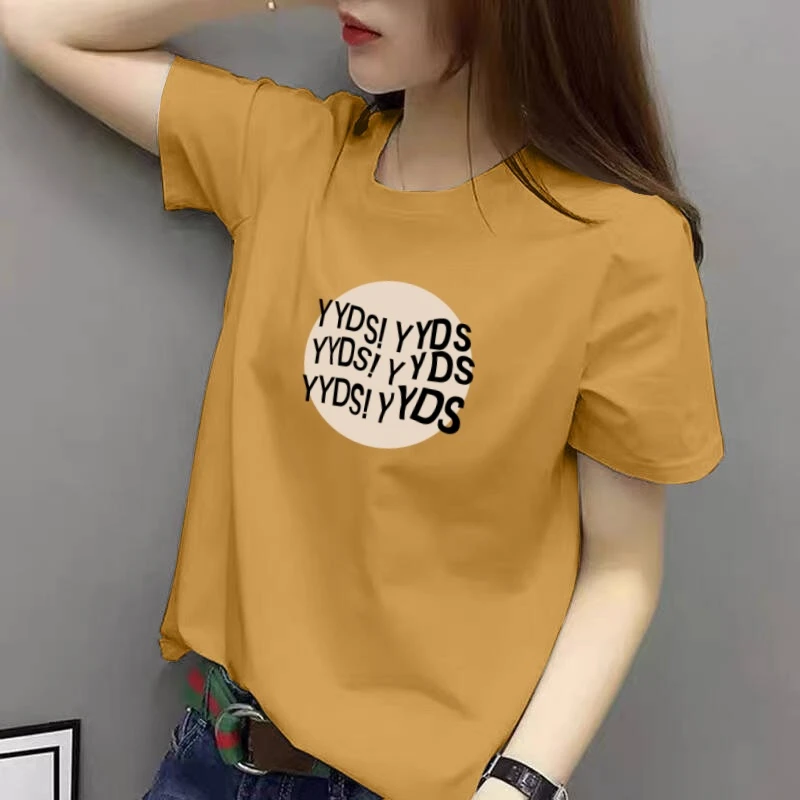 100%纯棉短袖t恤女士夏季新款宽松大码胖mm洋气减龄休闲半袖上衣