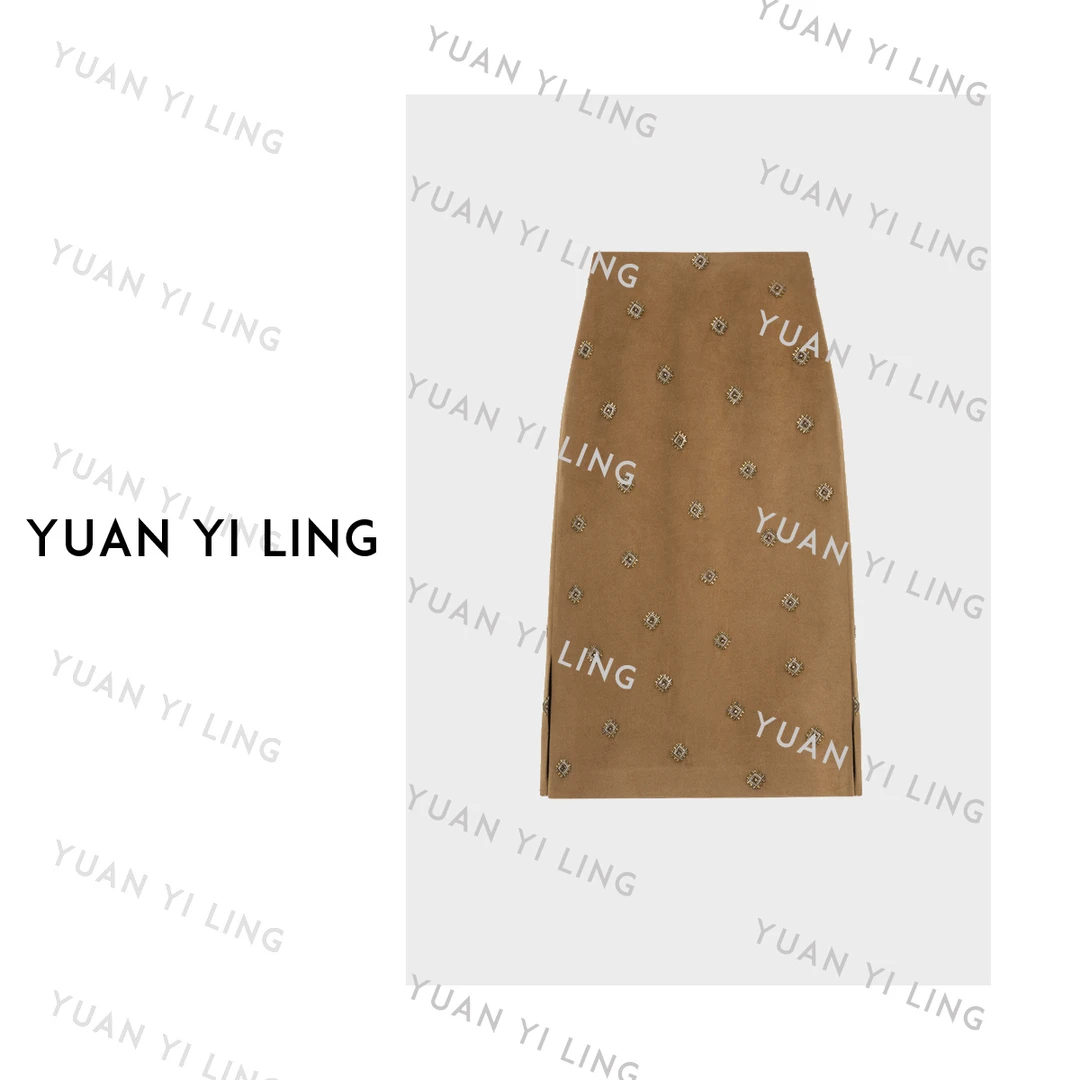 袁艺灵【赫尔花园】莫代尔澳毛复古手工钉珠气质半身裙7069