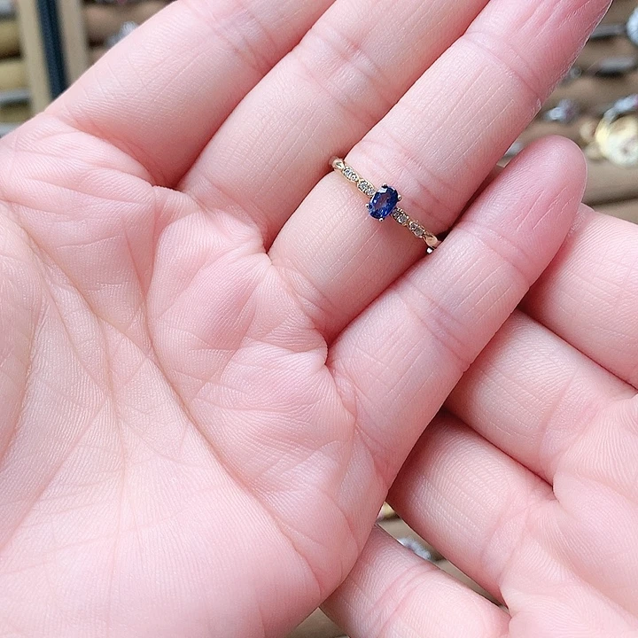 戒指蓝宝石银S925镶嵌
