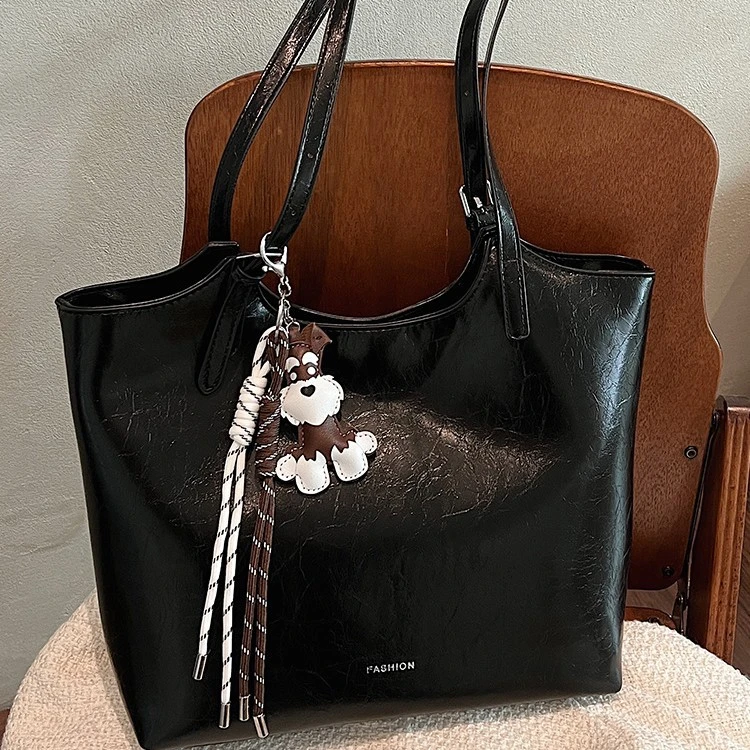 2025热门复古PU皮托特女包休闲通勤纯色上班通勤大容量单肩包