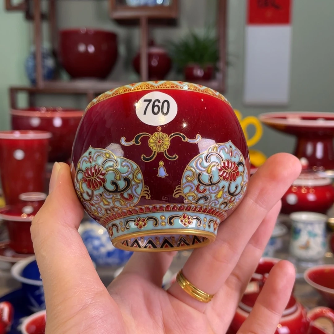 清欢雅玩原矿郎红藏品珐琅彩龙蛋杯
