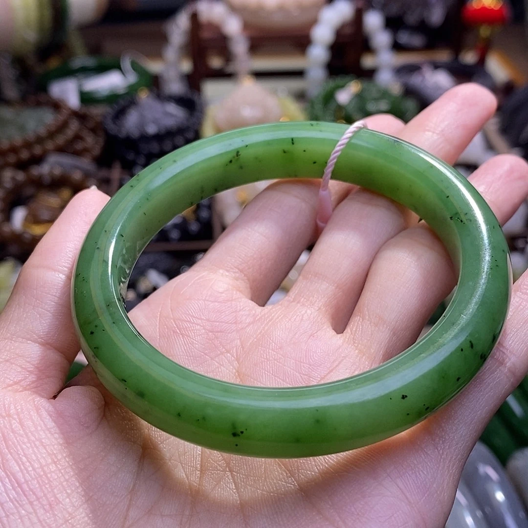 和田玉未镶嵌颈饰碧玉乌兰海手镯57.7圈口