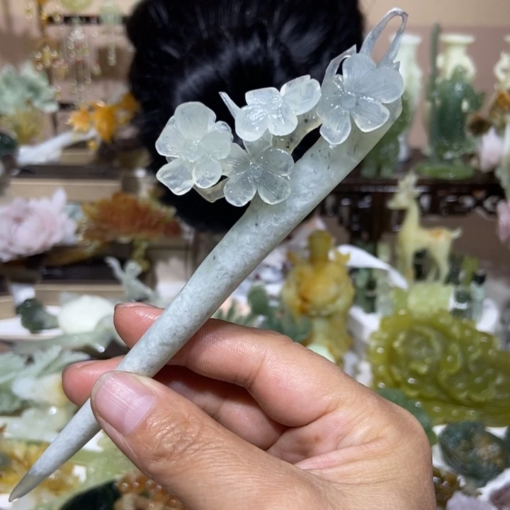 蛇纹石玉未镶嵌发饰