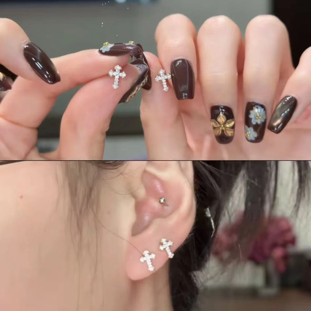 合金耳饰 BIBI【满锆十字】耳钉EH151