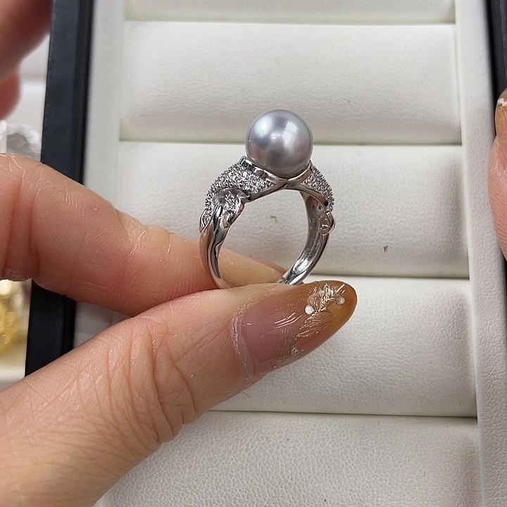 戒指银S925镶嵌海水珍珠