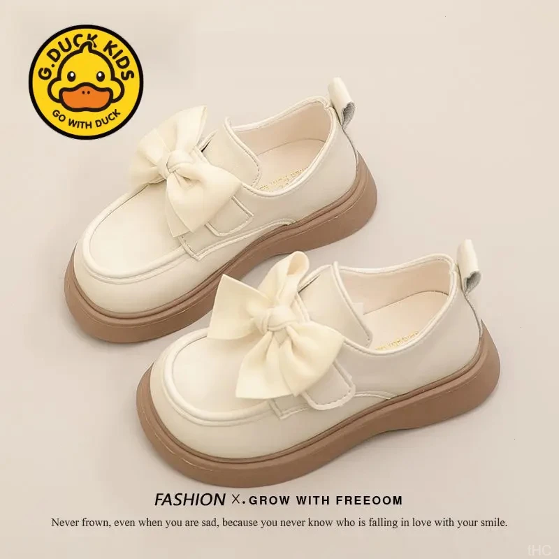 小黄鸭小孩女童鞋子儿童公主小皮鞋2025春秋季新款黑色乐福单鞋潮