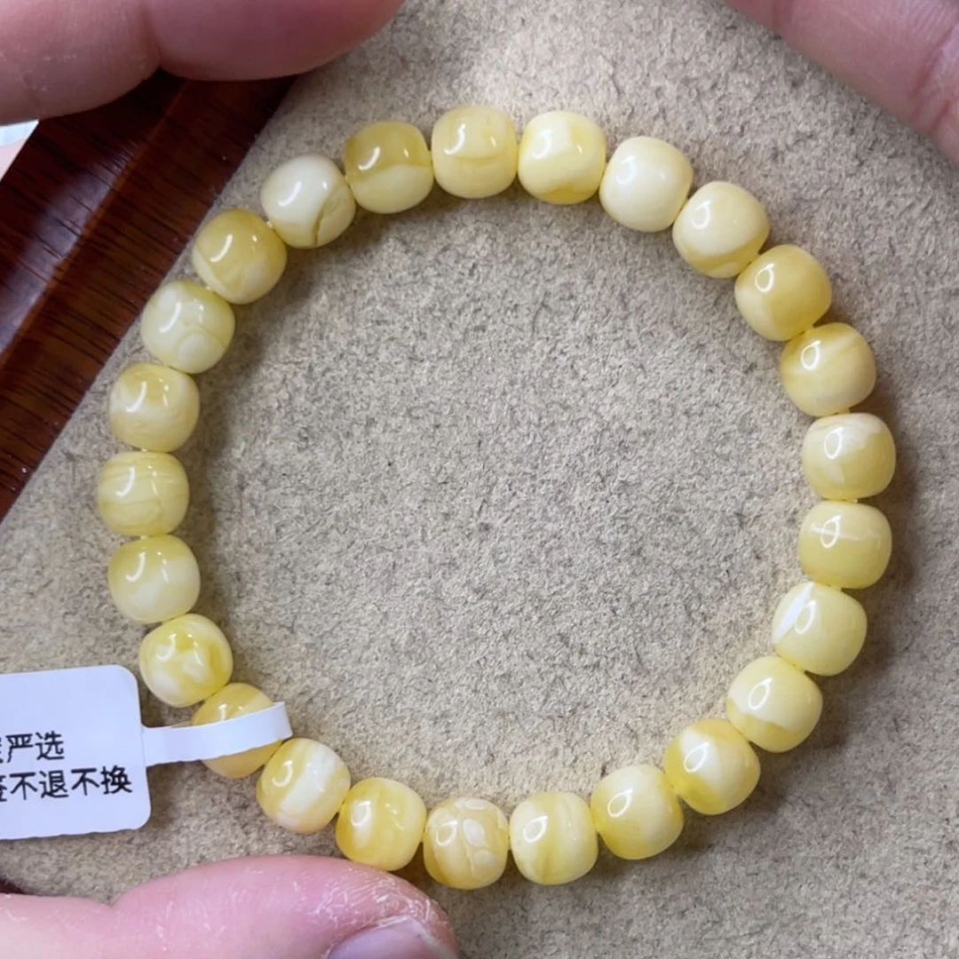 未镶嵌蜜蜡珠宝奇石8×7.5mm浓腊白花