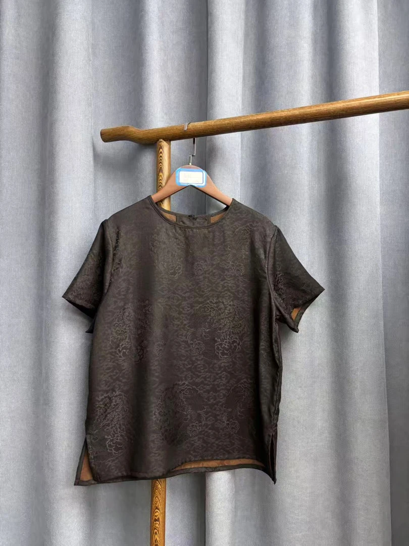 2025新款时尚休闲香云纱短袖圆领上衣A063