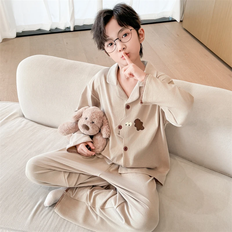 男童睡衣秋冬款2025新款儿童春秋款家居服两件套纯棉可外穿宽松潮