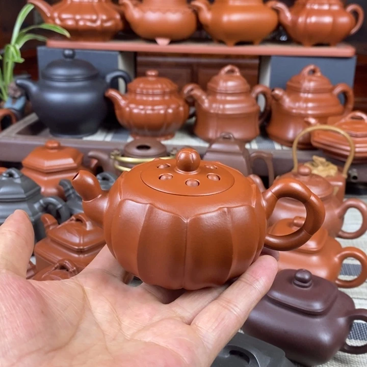 茶壶紫砂筋纹莲子150cc原矿赵庄朱泥特价