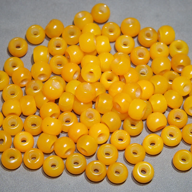 缠丝玛瑙亚光面黄色喇叭孔小配珠diy饰品配珠手链项链腰珠对珠