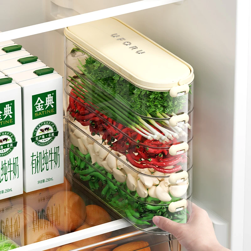 冰箱收纳盒香菜大葱小葱保鲜盒食品级芫荽整根姜蒜蔬菜面条整理盒