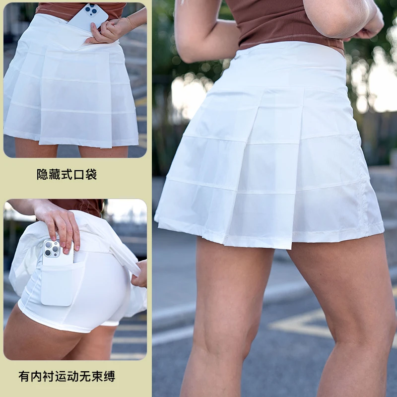 lulu-zgly夏季网球瑜伽户外短裙女速干防走光跑步防震运动背心