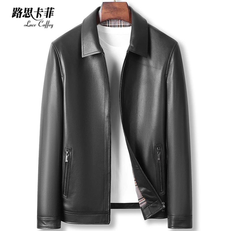 路思卡菲男士真皮绵羊皮衣春秋外套夹克男2510
