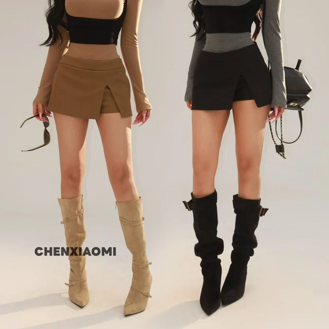 【蜜蜜家】冬日特调 欧美辣妹性感纯欲修身百搭半身裙裤 25/Q130