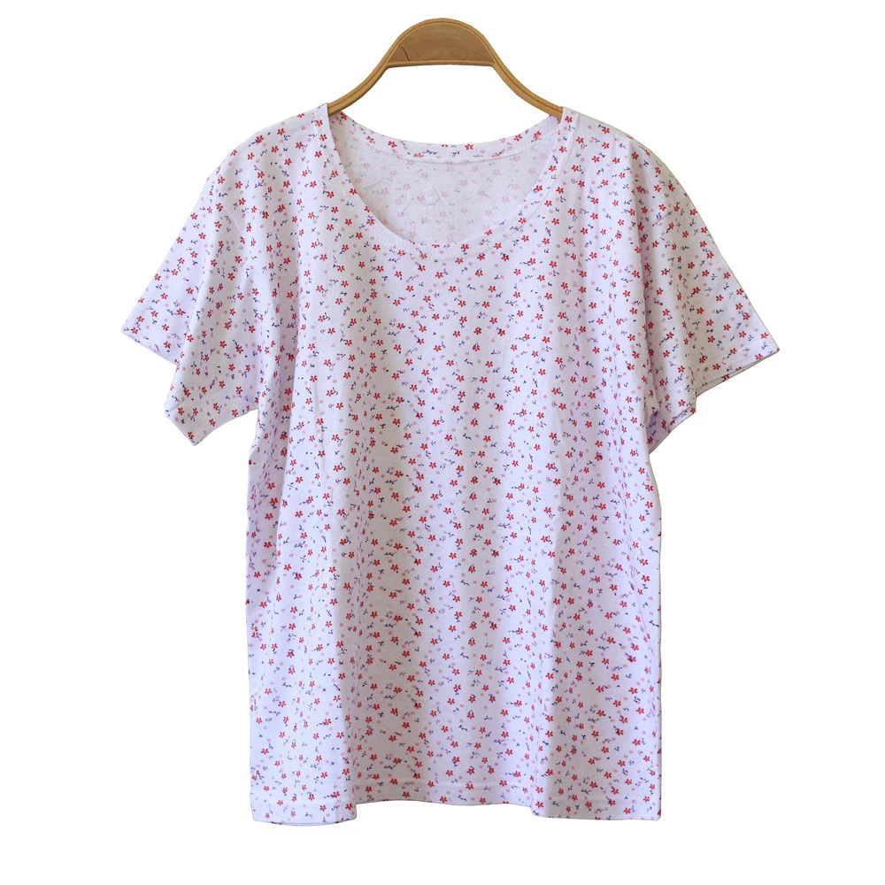 女夏季纯色 碎花夏季透气棉背心老年人女士打底衫