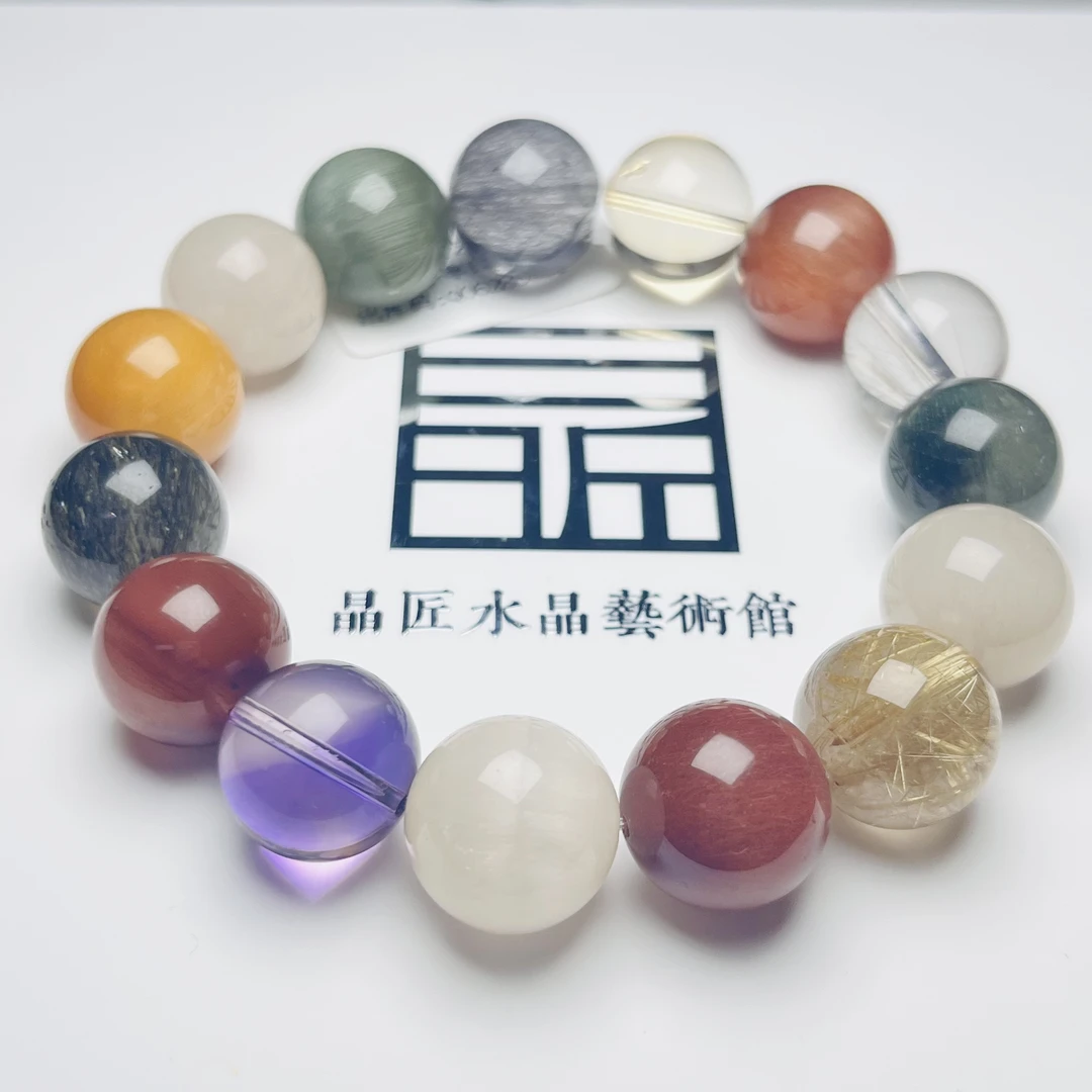 晶匠天然水晶设计手串15mm+ 多样性发一 简约
