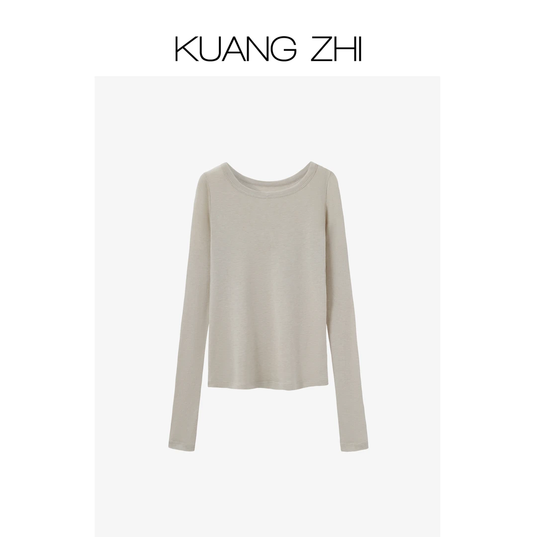 旷之 “空气T系列”天丝桑蚕丝清冷感船领长袖T恤 SQ066
