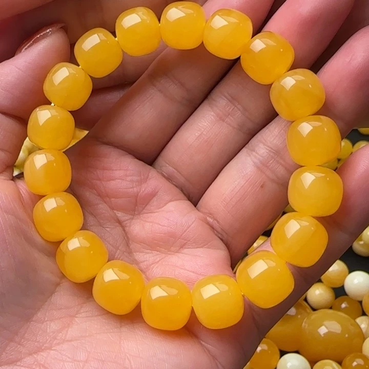 琥珀未镶嵌手链焦皮同料12