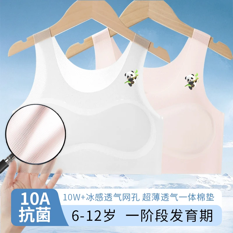 一阶段【10A抗菌】固定杯少女发育期薄款内衣初中生无痕冰丝文胸