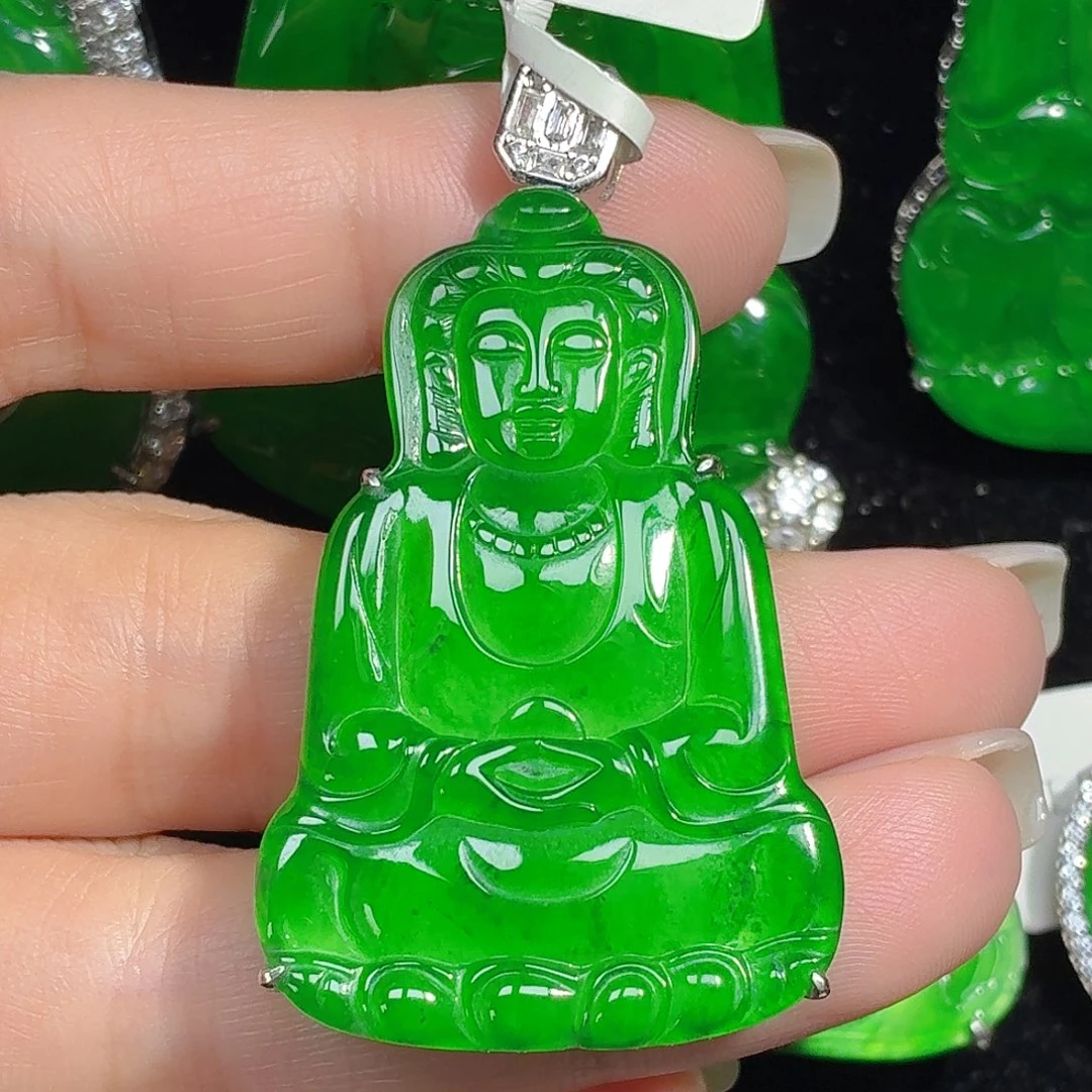 翡翠银S925镶嵌颈饰天然A货翡翠