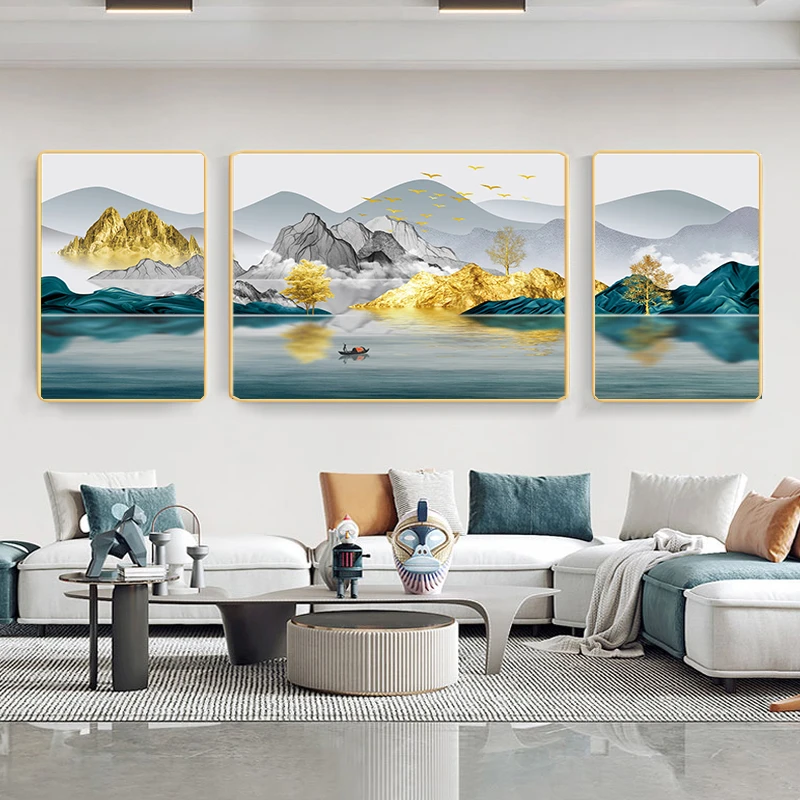 简约沙发背景墙装饰画客厅抽象挂画大气轻奢餐厅高档三联画挂画