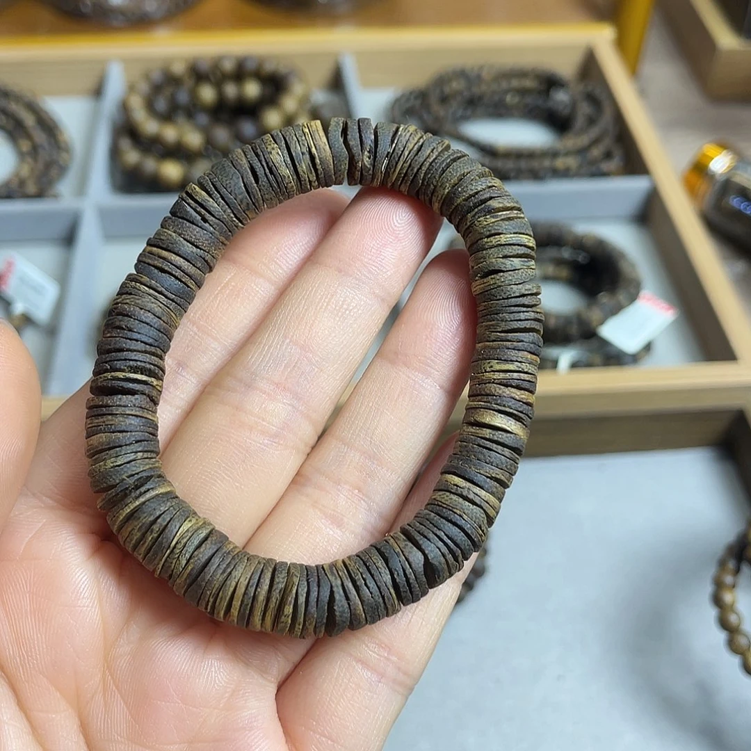 沉香沉香碎屑棋楠沉香老料单圈片珠沉水级花香蜜香