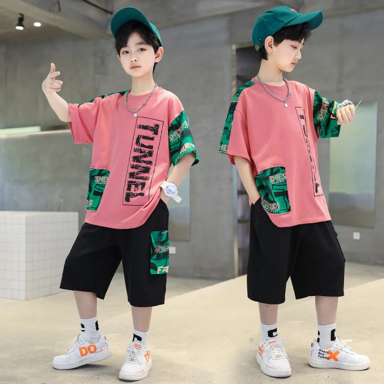 男童夏装套装多巴胺穿搭2025新款中大童男孩炸街薄款夏季潮牌童装