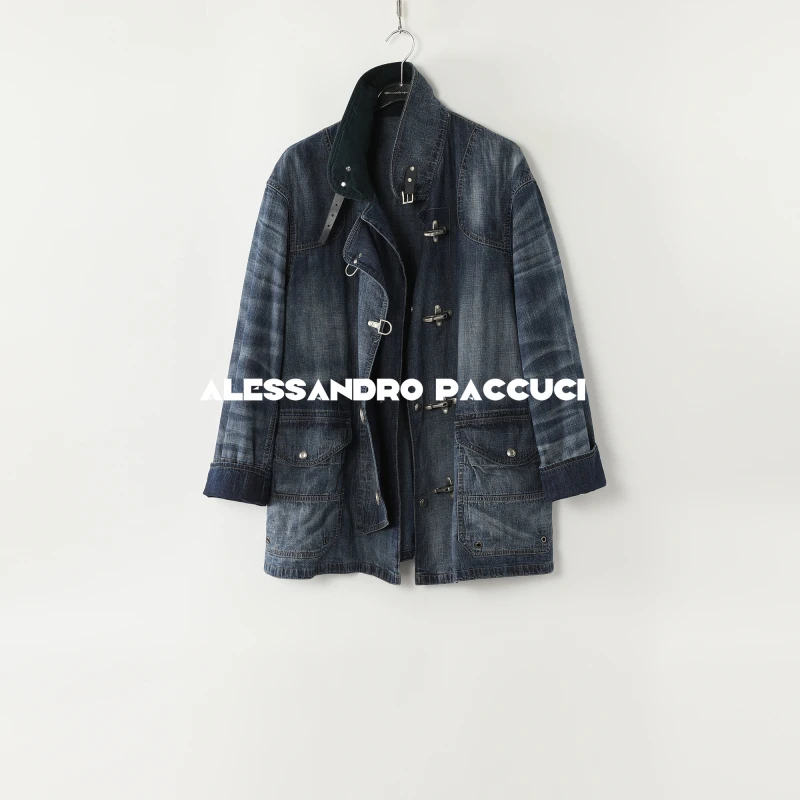 AP洛哥54018NW【丹宁回溯】100棉飞机扣埋夹工艺宽松复古牛仔外套