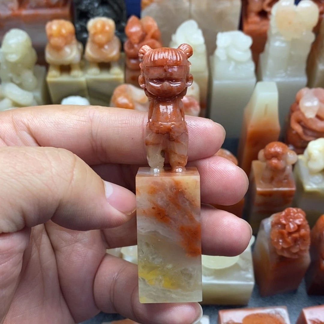 寿山石印石老挝巧雕 哪吒