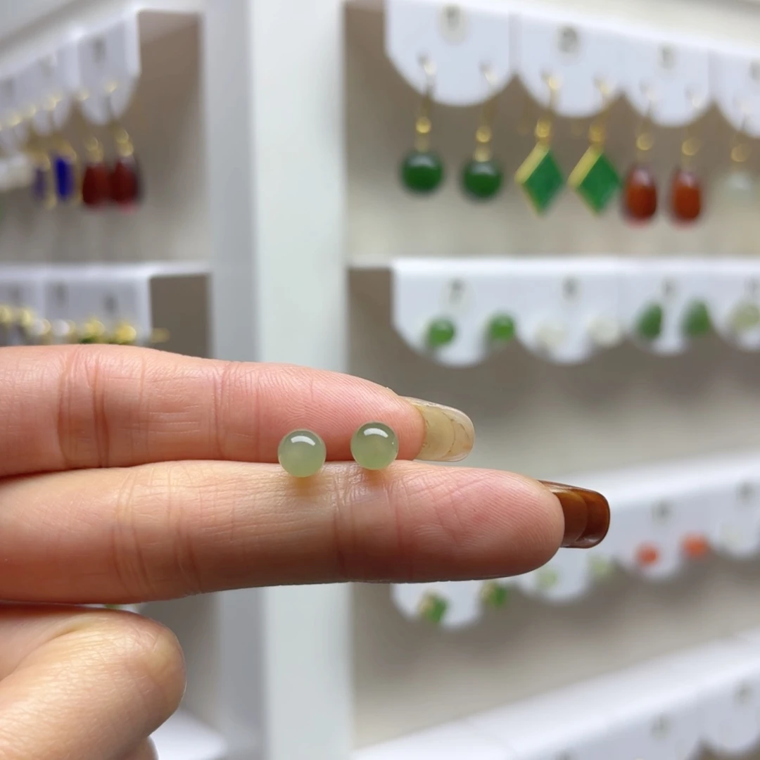 银S925镶嵌和田玉耳饰