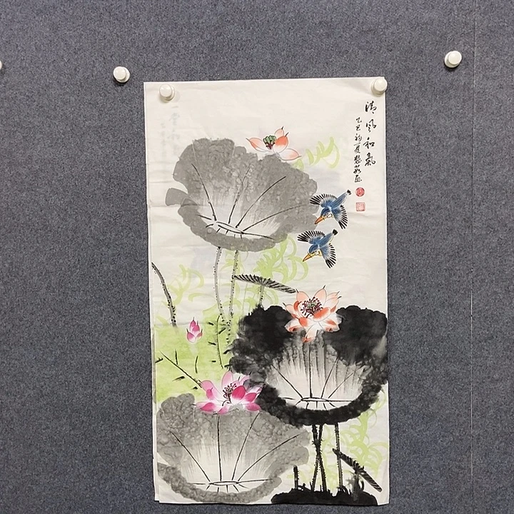 国画三尺荷花一幅