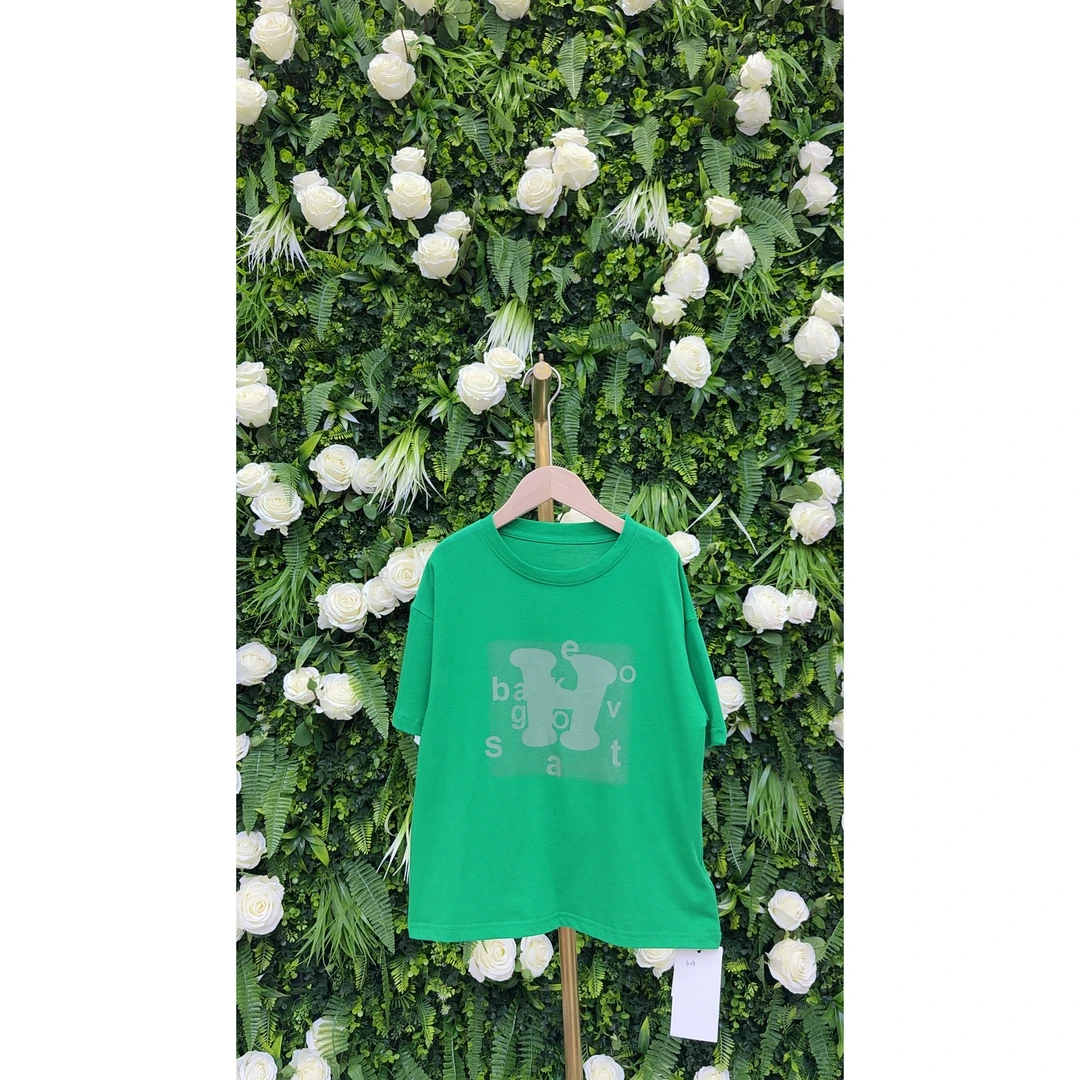 品牌高端透气纯棉字母印花T恤【大童-青少年】短袖【130-170】——T082