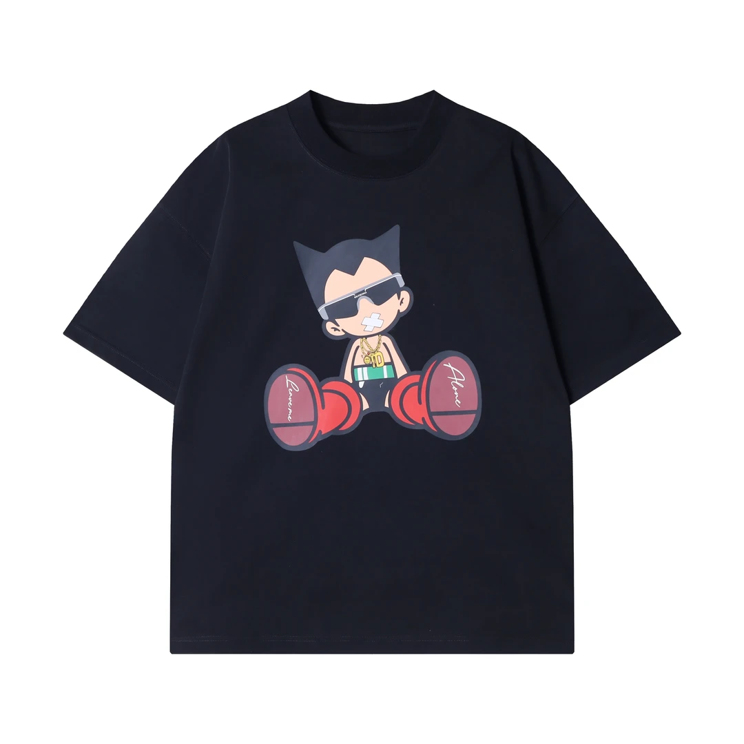 夏季新款时尚个性重磅潮牌阿童木卡通圆领宽松休闲短袖T恤百搭