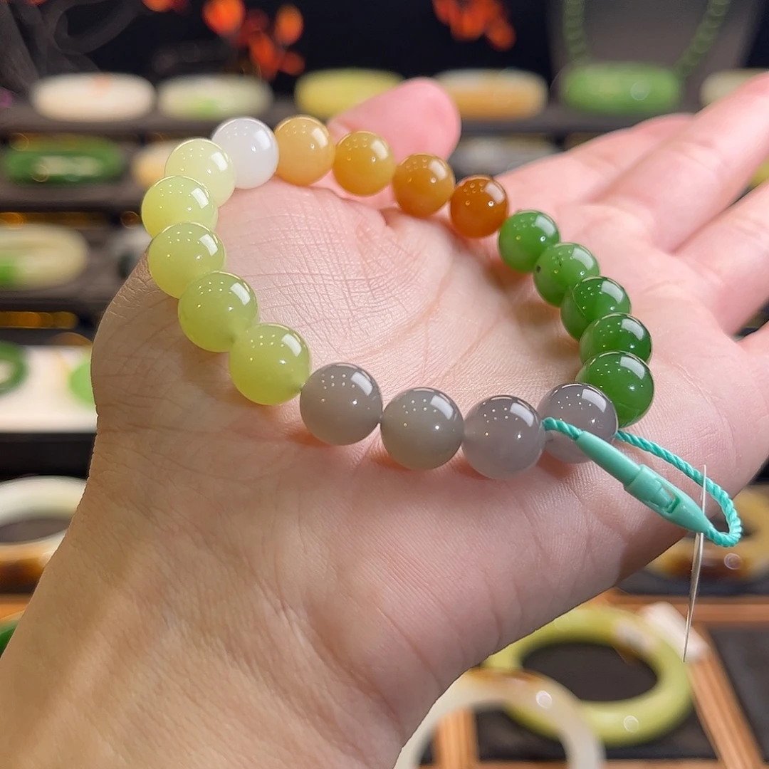 和田玉未镶嵌手镯精品多宝约10