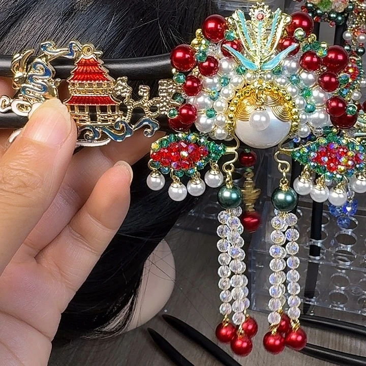 罗***）古风刀马旦发簪发饰