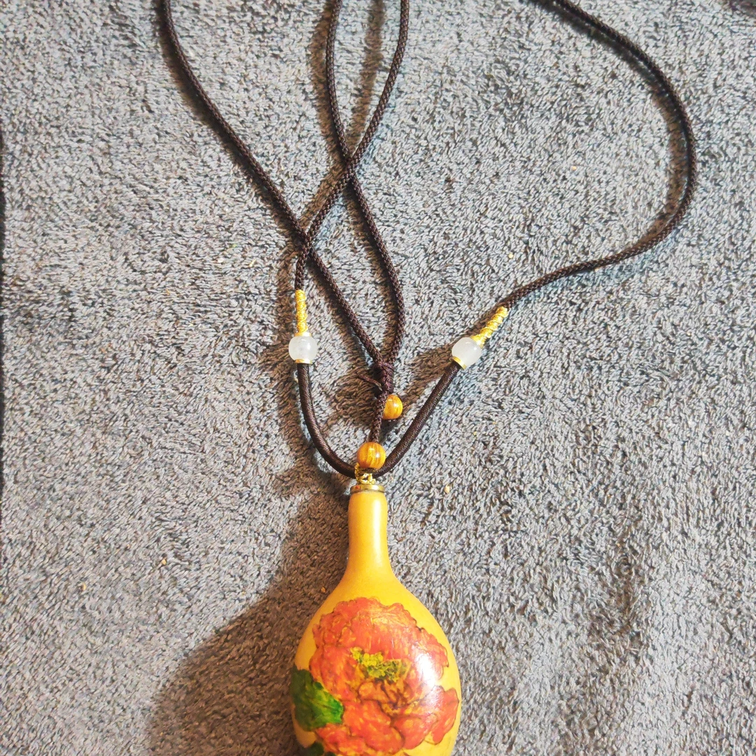 天然葫芦烙画，葫芦扁脖挂